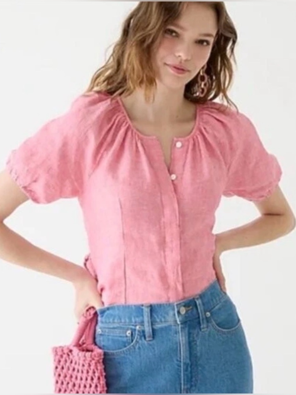 J. Crew Linen V-Neck Back Blouse - Size 2